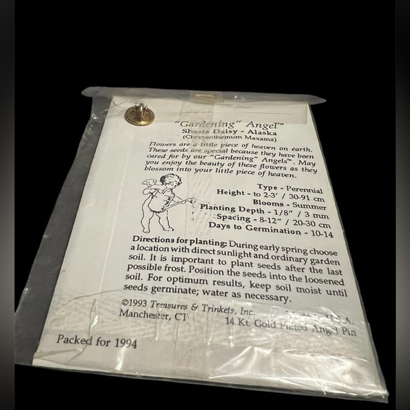 Vintage Guardian Angel Pin with Seeds - Picture 2 of 3